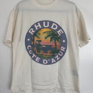 Rhude White Short Sleeve Cotton Tee Shirt (Size Small)